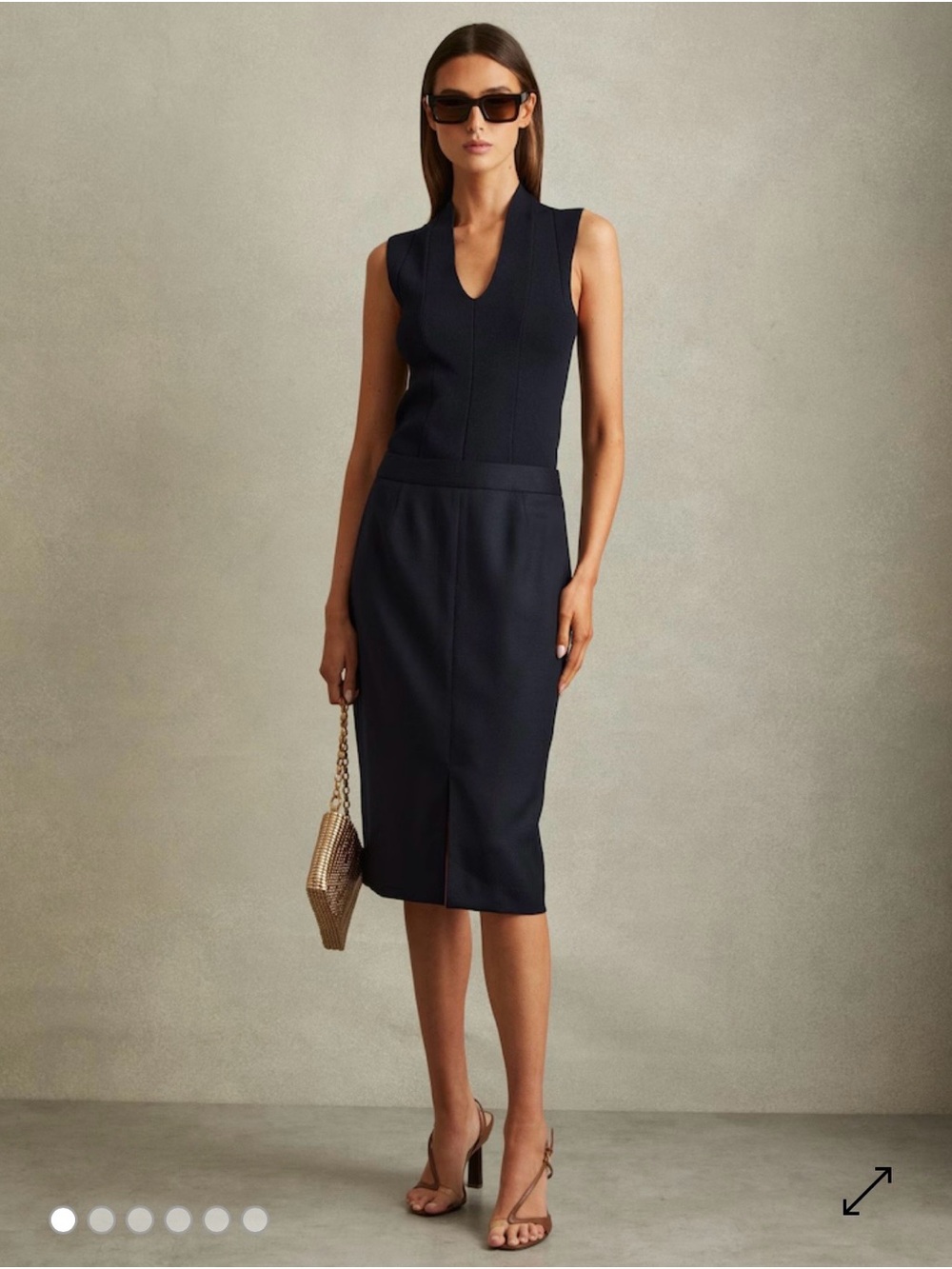 Reiss Navy Sleeveless Pencil Dress